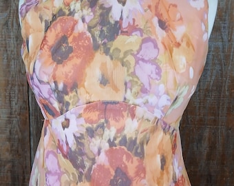 60s Floral Print Maxi Dress