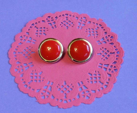 Red sales button earrings