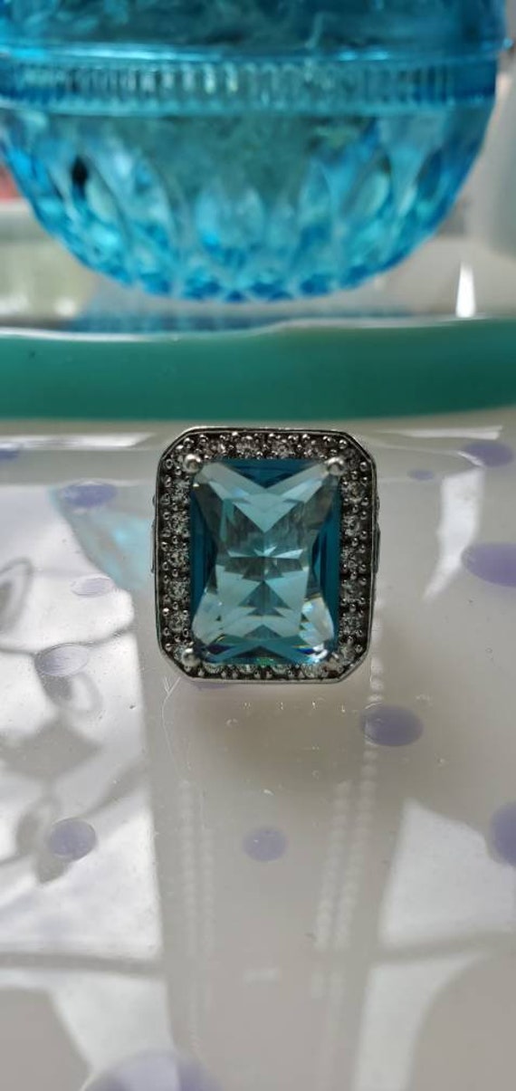 Silver and Blue Topaz Statement Ring