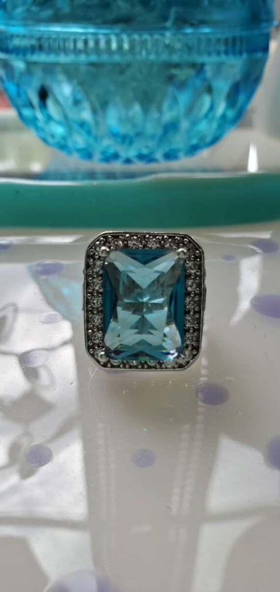 Silver and Blue Topaz Statement Ring - image 1