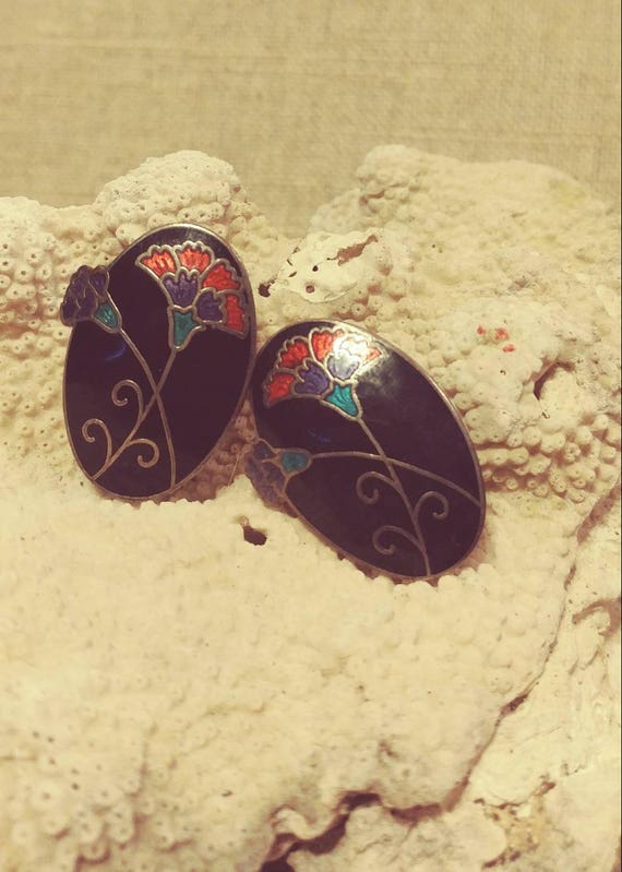 Cloissonne Carnation Earrings