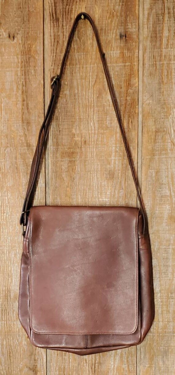 Vintage Brown Leather Crossbody Purse - image 2