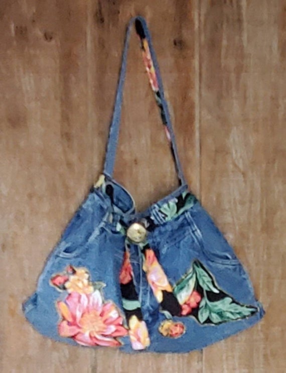 Vintage Embroidered Denim Purse Gem