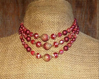 Vintage Cranberry Necklace