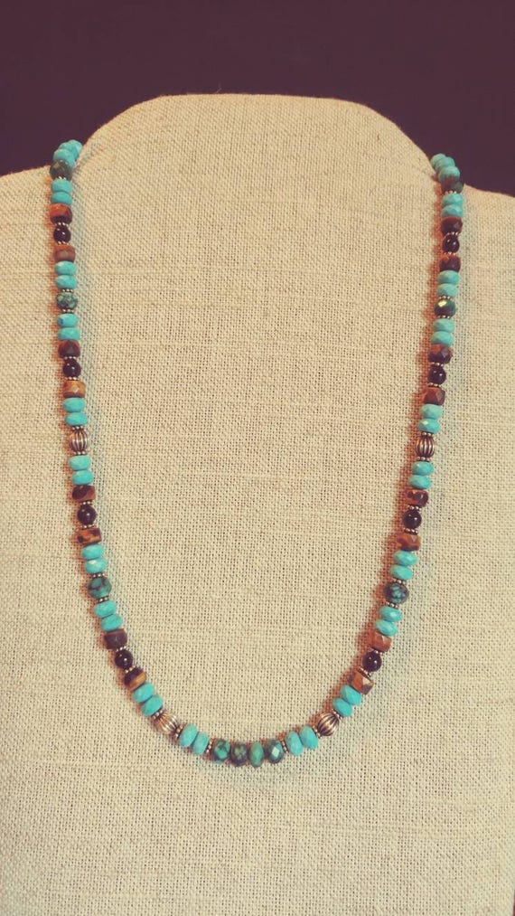 Southwestern Style Necklace Tigereye and Howlite