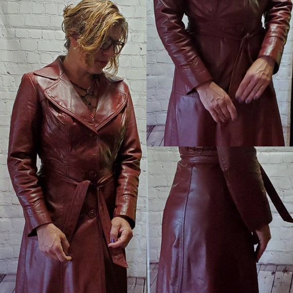 Vintage 70's Leather Trench Coat