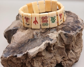 Antique Chinese Mahjong Gambling Tile Bracelet