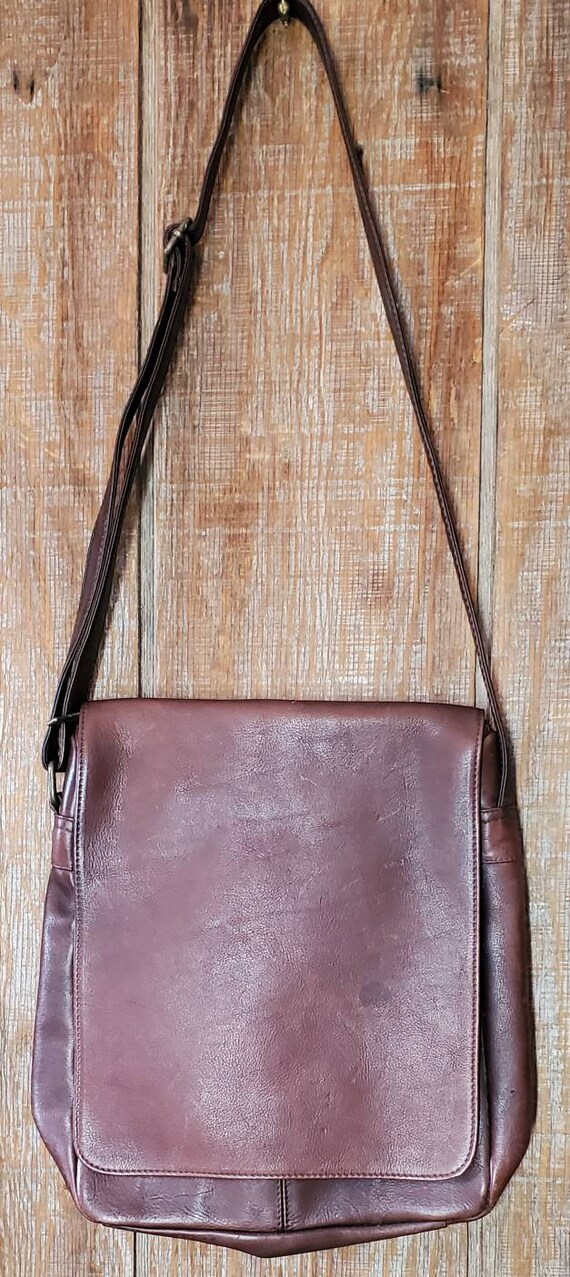 Vintage Brown Leather Crossbody Purse - image 3