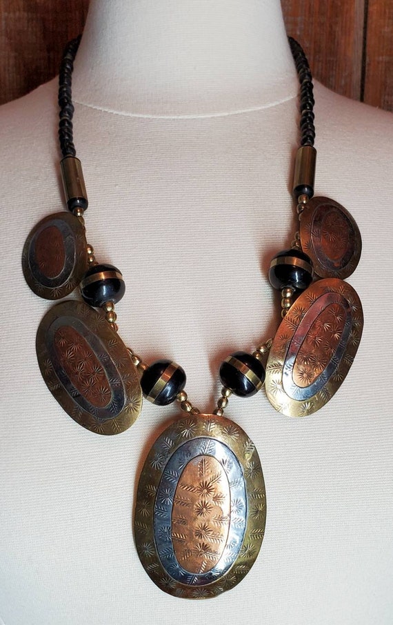 Vintage Copper and Brass Tribal Necklace