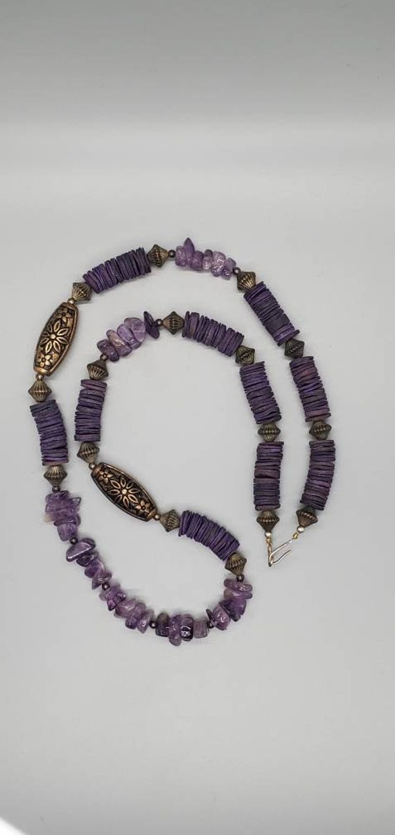 Vintage Amethyst Tribal Style Necklace - image 1