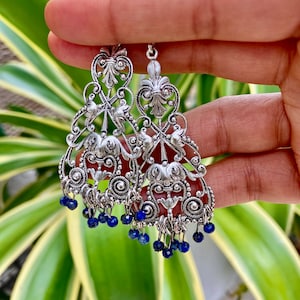 Hina- Semi-precious Blue Lapis Lazuli and silver earrings