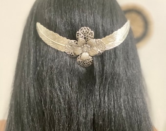 Swan Song- Double Feather Silver Headpiece