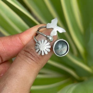 Semi Precious Moonstone Butterfly Ring