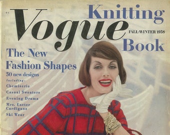 1950s 50s Vintage Vogue Knitting Book 1958 Fall Winter PDF INSTANT DOWNLOAD EBook Evening Wear Cardigans Dresses Twinset Chemise Ski Wear