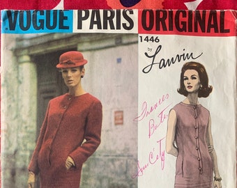 1960s Vintage Sewing Pattern Vogue Paris Original 1446 Patou Dress  - Bust 36