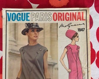 1960s Vintage Sewing Pattern Vogue Paris Original Molyneux Dress - Bust 36