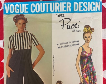 1960s Vintage Sewing Pattern Vogue Couturier Sewing Pattern 1692 Pucci Palazzo Pajamas - Bust 36