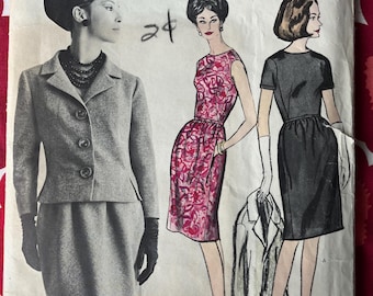 Molde de costura vintage original da Vogue Paris de 1960, modelo 1280 Patou (vestido/casaco) - Busto 34