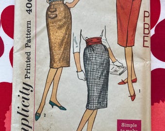 1950s Original vintage sewing pattern Simplicity 3114 Pencil Skirt with Monogram - Waist 27