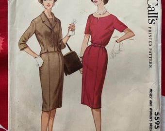 1960s Vintage Sewing Pattern McCalls 5595 dress & Jacket - Bust 36