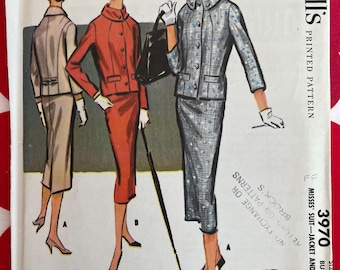 1950s Vintage sewing pattern McCalls 3970 Suit Jacket Skirt - Bust 34