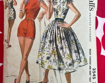 1950s Vintage sewing pattern McCalls 3545 Playsuit Skirt - Bust 32