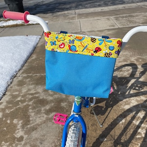 Bright Buggy Bugs Canvas Handlebar Bag for Bikes, Scooters, and Tricycles - Water Resistant, Personalization Available