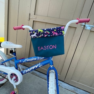 Unicorns And Rainbows Canvas Bike Bag - Personalized Handlebar Bag for Bikes, Scooters, Tricycles - Water Resistant with Adjustable Straps