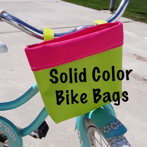 Colorful Water Resistant Handlebar Bag in Solid Colors for Kids Bikes, Scooters, Tricycles - Personalization Available