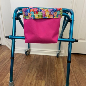 Customizable Pediatric Walker Tote Bag for Special Needs Kids - Handmade Canvas Bag for Walker or Scooter with Hook and Loop Straps