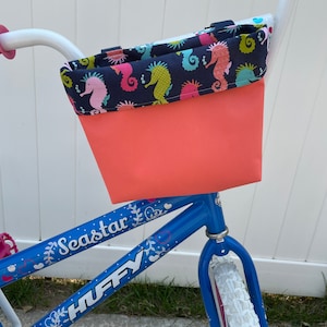 Sweet Seahorse-themed Handlebar Bag for Kids&#39; Bikes & Trikes - Water Resistant Canvas, Customizable, Handmade with Love