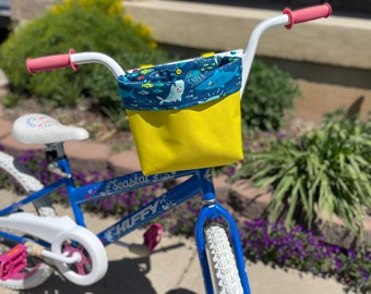 Shark Print Handlebar Bike Bag: Water-Resistant Canvas, Handmade