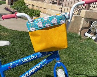 Treasure-Gathering Kittycorns Handlebar Bag for Kids | Water-Resistant Canvas | Personalized Option | Bike, Scooter, Tricycle Accessory