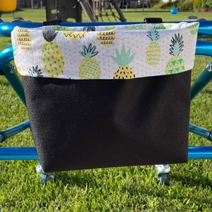 Pineapple Canvas and Cotton Handlebar Bag for Bikes, Scooters, and Tricycles - Water Resistant, Personalization Available, Kam Snap Closure