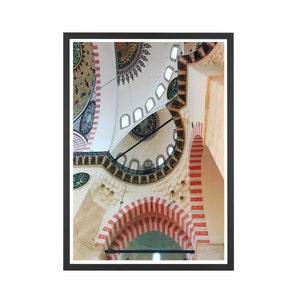 Travel Photo Print, Inside Mosque in Turkey, Ottoman Empire, Istanbul Travel Photography, Architecture Print, Colorful Wall Art