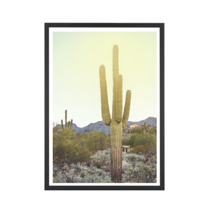 Impresión de cactus saguaro: arte mural con paisaje del desierto de Arizona