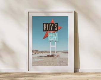 Route 66 Wall Art, Vintage style print, Roy's Motel Cafe Amboy, California
