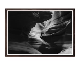 Black and White Photo Print, Antelope Canyon Photography Print, Arizona USA, Nature-inspired Print, Home Wall Art