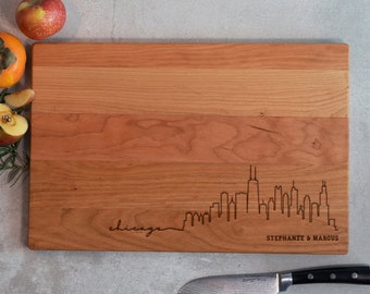 Chicago Illinois Cutting Board - Personalized Cutting Board - Custom Cutting Board - Engraved Cutting Board - Map Print