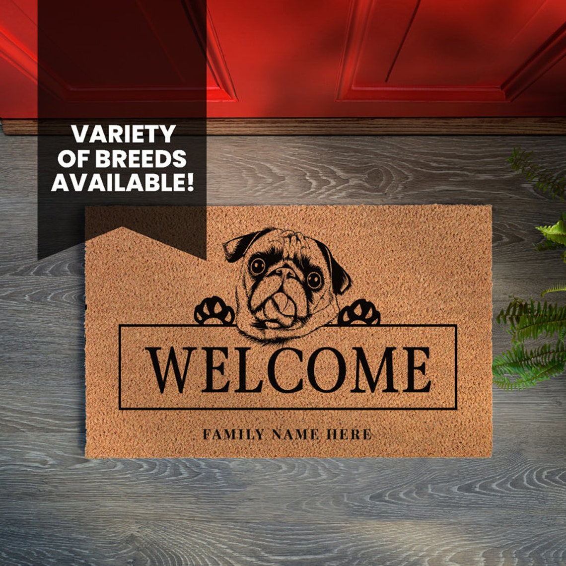 Pug Dog Mat Dog Doormat Pet Parent Gift Etsy
