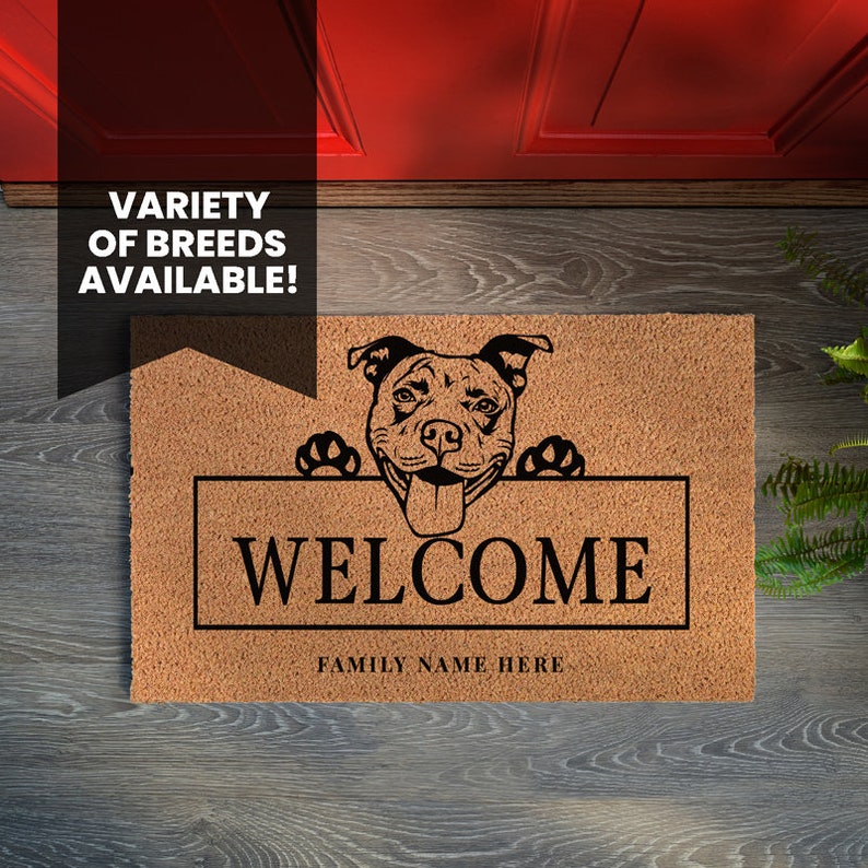 Pitbull Dog Mat Dog Doormat Pet Parent Gift Etsy