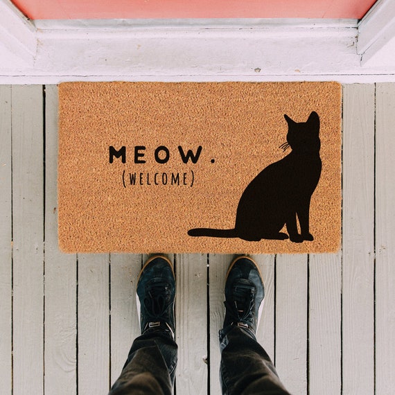 Welcome Cat Doormat Funny Welcome Mat Cat Lover Gift Etsy