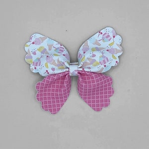 Ice cream hair bow for girls, pink ice cream cone hair accessories for little girls, summer hair clips for toddler girls, ice cream party