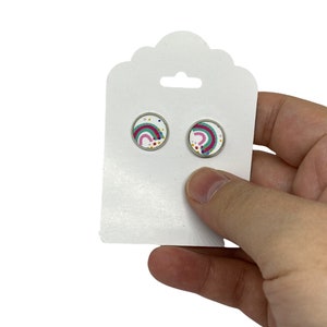 Rainbow earrings stud, tween girl gifts, kawaii earrings, teenage girl jewelry, trendy earrings for women, post earrings for girls, best