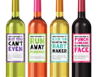 Funny personalised wine bottle labels