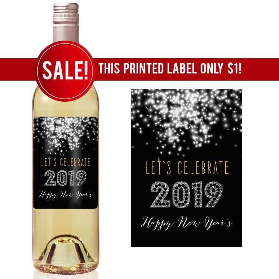 New Years Wine Label Personalized Wine Labels Holiday Wine | Etsy