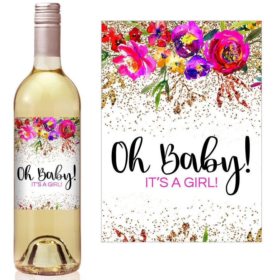 Baby Shower Wine Custom Wine Label Gender Reveal Baby Etsy