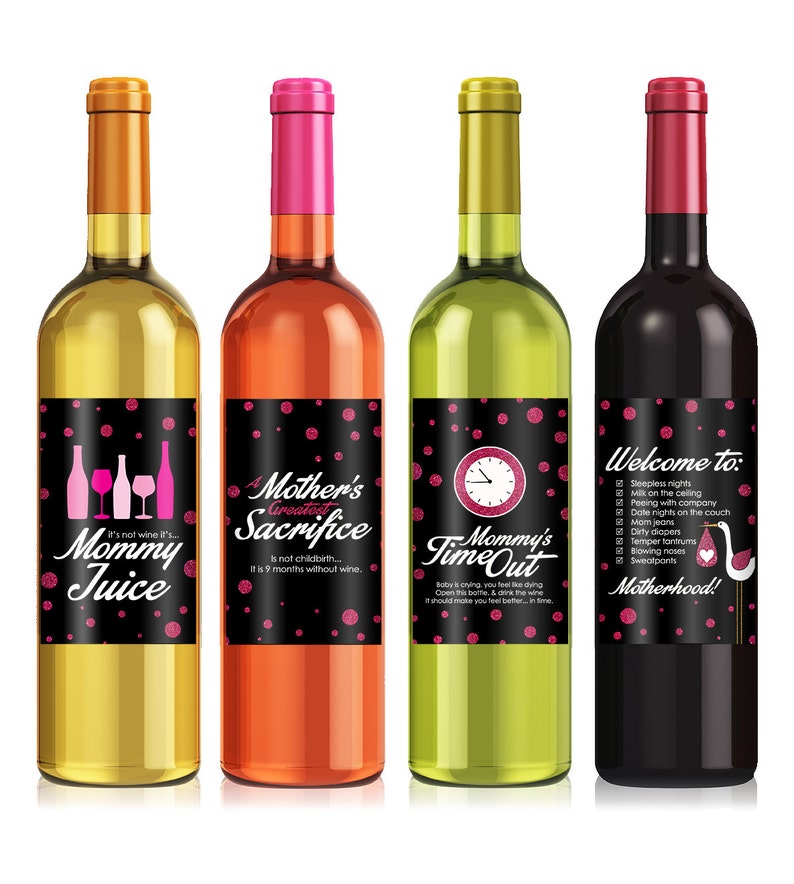 Funny New Mom Gift New Mom Gift Wine Labels New Mom Milestones Baby Shower Gift