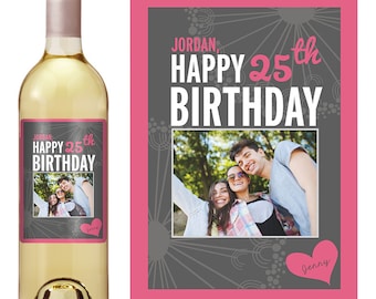 Birthday Wine Label - Personalized Wine Label - Custom Wine Label - Photo Wine Label - Milestone Birthday