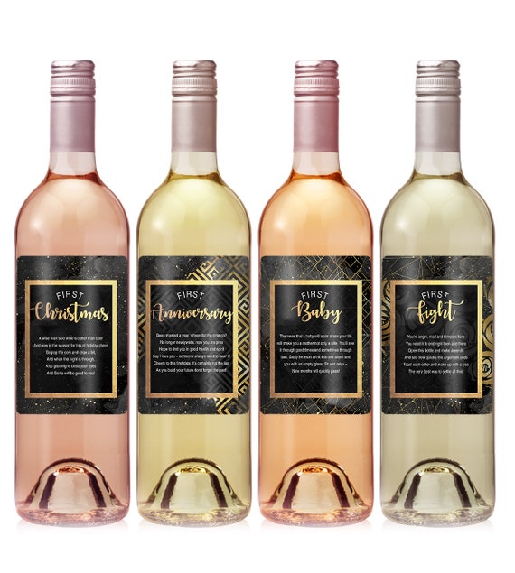 Wedding Milestone Wine Labels Unique Wedding Gifts Etsy